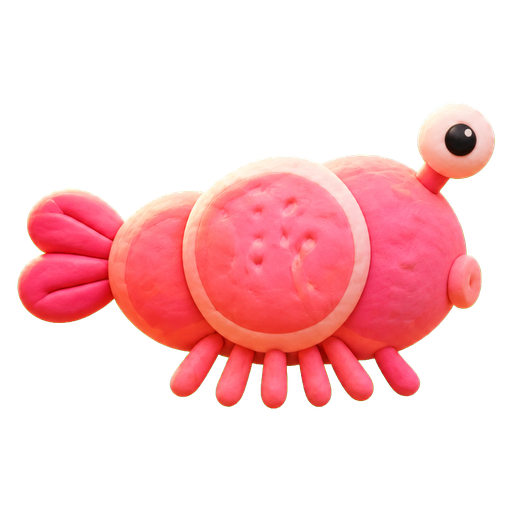 Snappy the pink clay shrimp