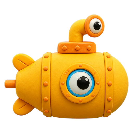 A friendly yellow clay submarine